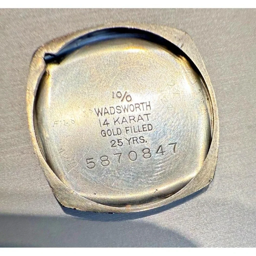 1921 Elgin 15 Jewel Cushion Case Wadsworth 14K GF Running WWI Era ΠΒΦ